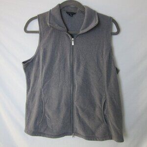 Lands End Fleece Vest Gray Therma Check Cozy Winter Outdoor Womens Plus Size XL